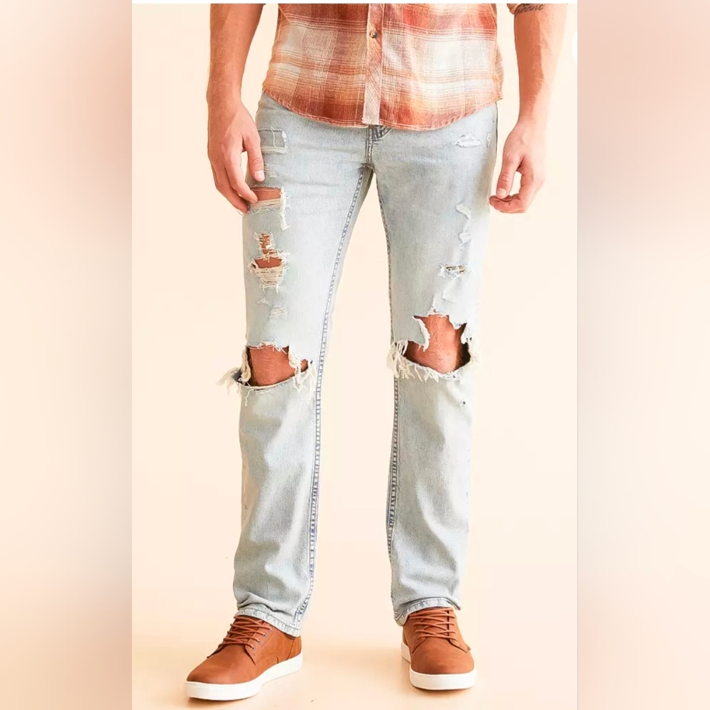 Levi's Men's Light Wash Distressed 511 Slim Fit Jeans(36x32)